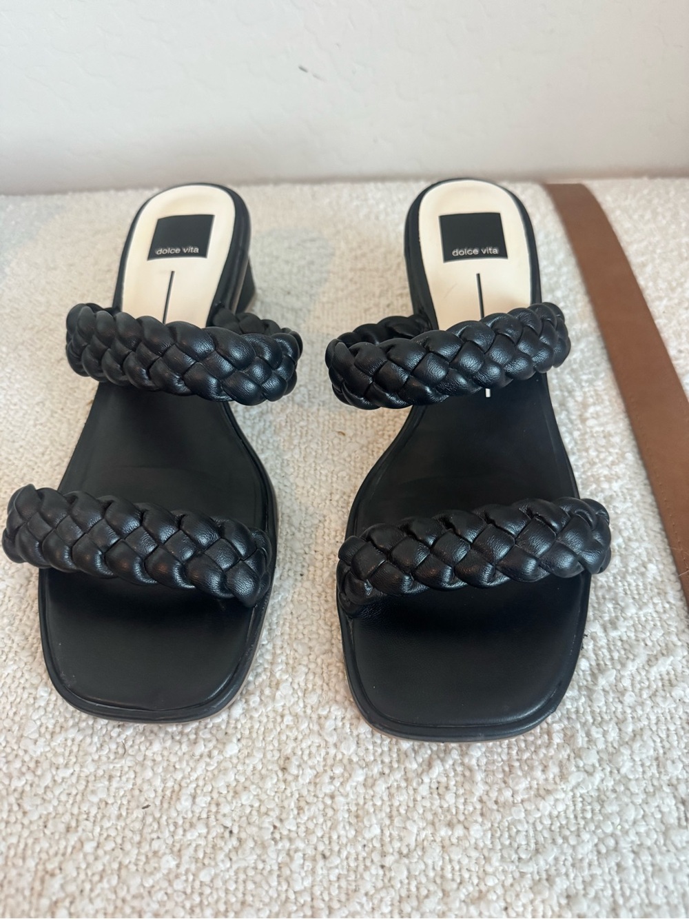 Dolce Vita Black Ronin Braided Double-Strap Block Heel Mule - Picture 2 of 5